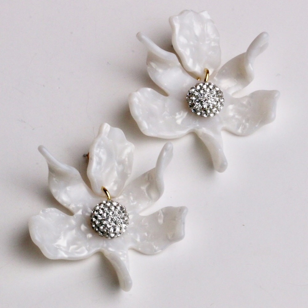 Authentic Lele Sadoughi SMALL Crystal Lily Pierced Earrings
